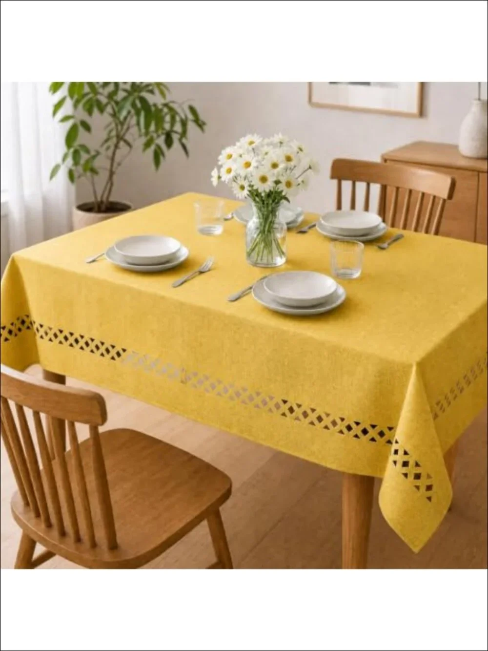 Horaldaily Rectangle Tablecloth Cutouts 60x84 Polyester Kitchen Dining